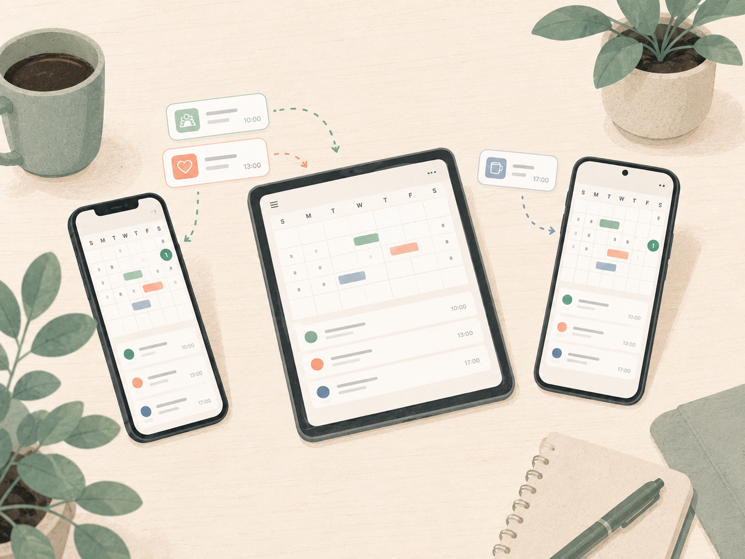 Shared calendar syncing between an iPhone, Android phone and tablet